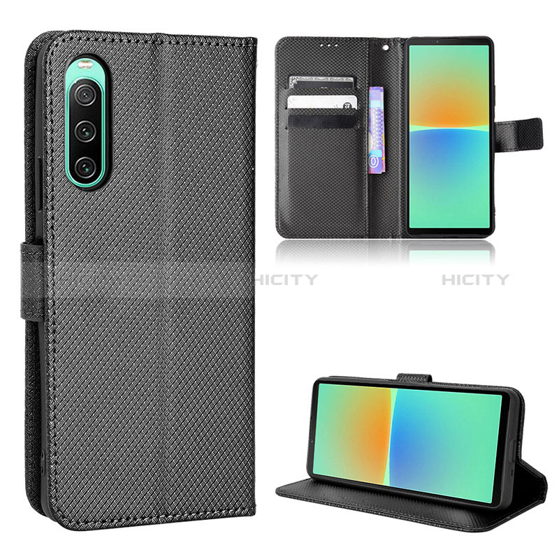 Coque Portefeuille Livre Cuir Etui Clapet BY1 pour Sony Xperia 10 IV Noir Plus