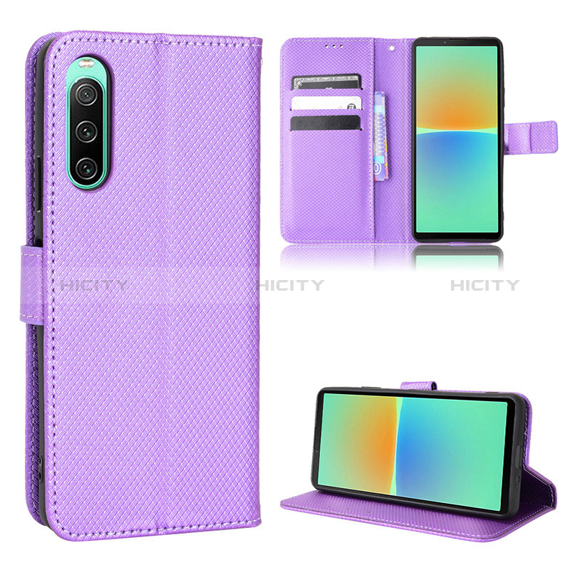 Coque Portefeuille Livre Cuir Etui Clapet BY1 pour Sony Xperia 10 IV SOG07 Violet Plus