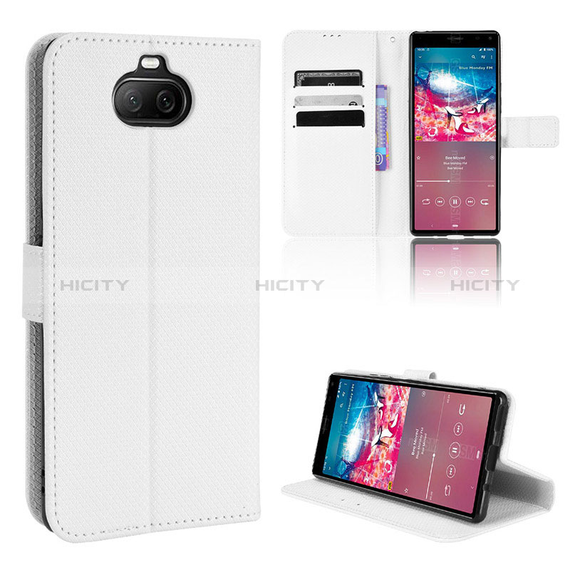 Coque Portefeuille Livre Cuir Etui Clapet BY1 pour Sony Xperia 8 Blanc Plus