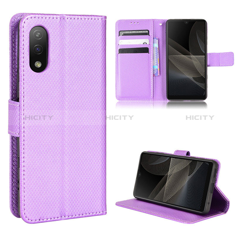 Coque Portefeuille Livre Cuir Etui Clapet BY1 pour Sony Xperia Ace II SO-41B Violet Plus