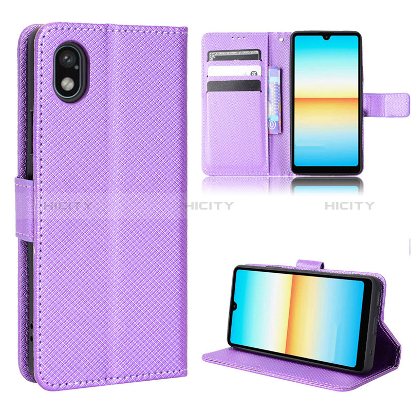 Coque Portefeuille Livre Cuir Etui Clapet BY1 pour Sony Xperia Ace III SO-53C Violet Plus