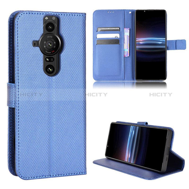 Coque Portefeuille Livre Cuir Etui Clapet BY1 pour Sony Xperia PRO-I Bleu Plus