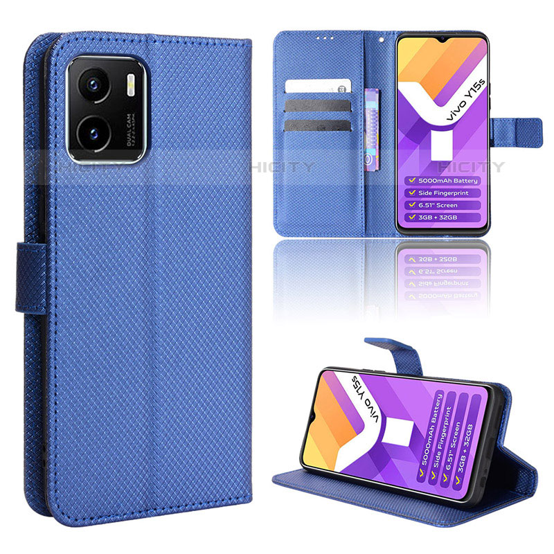 Coque Portefeuille Livre Cuir Etui Clapet BY1 pour Vivo iQOO U5x Bleu Plus