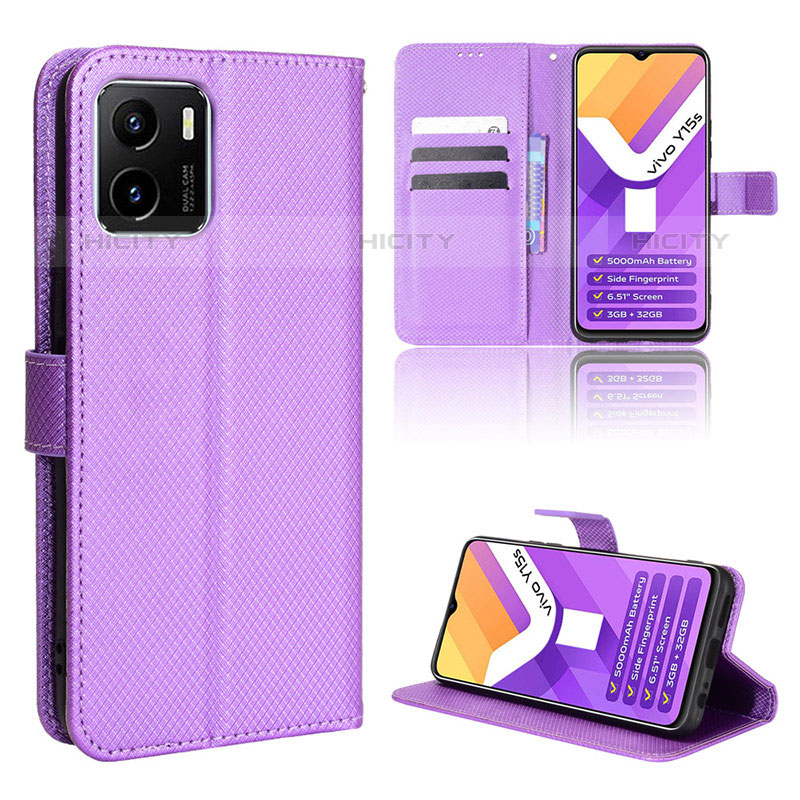 Coque Portefeuille Livre Cuir Etui Clapet BY1 pour Vivo iQOO U5x Violet Plus