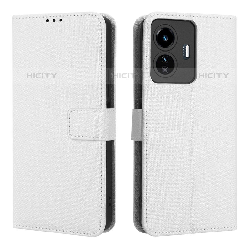 Coque Portefeuille Livre Cuir Etui Clapet BY1 pour Vivo iQOO Z6 Lite 5G Blanc Plus