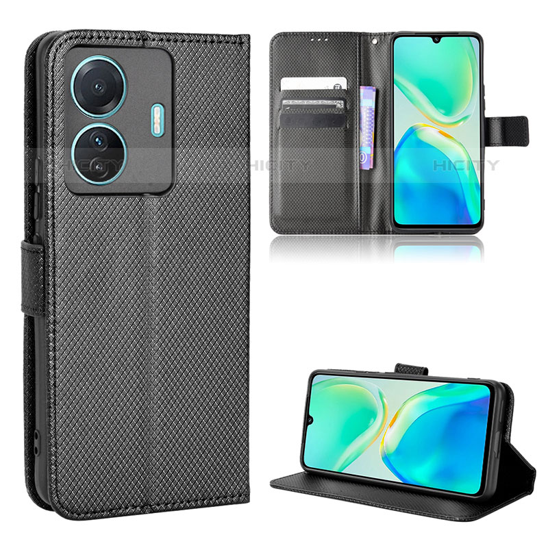 Coque Portefeuille Livre Cuir Etui Clapet BY1 pour Vivo iQOO Z6 Pro 5G Noir Plus