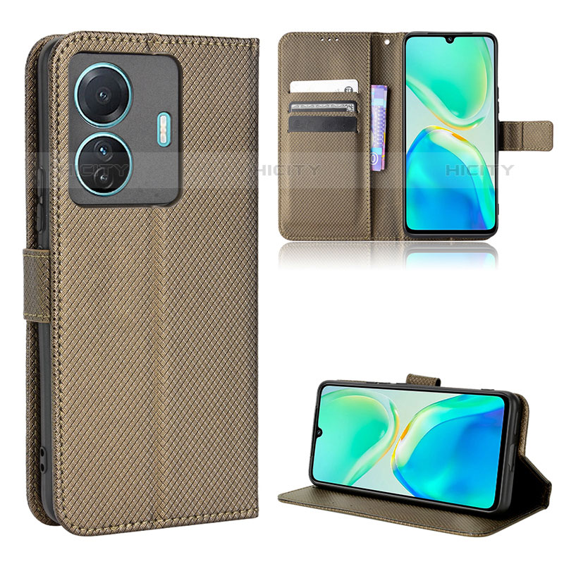 Coque Portefeuille Livre Cuir Etui Clapet BY1 pour Vivo T1 Pro 5G Marron Plus