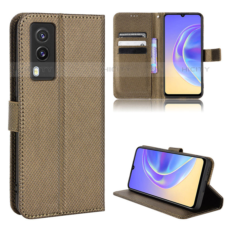 Coque Portefeuille Livre Cuir Etui Clapet BY1 pour Vivo V21e 5G Marron Plus