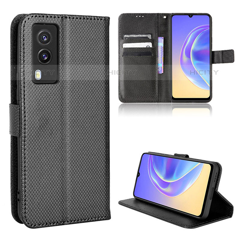 Coque Portefeuille Livre Cuir Etui Clapet BY1 pour Vivo V21e 5G Noir Plus