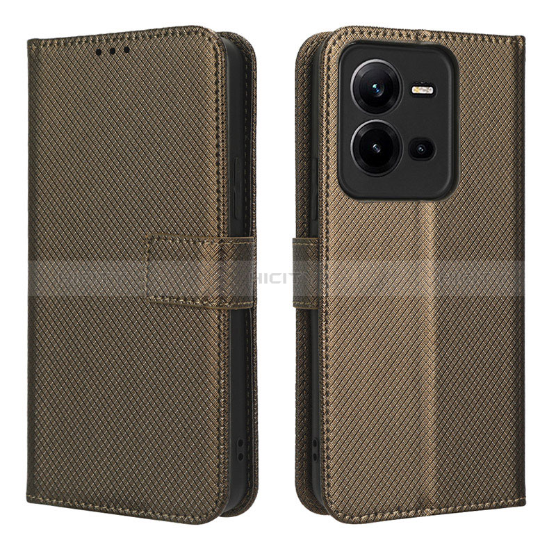 Coque Portefeuille Livre Cuir Etui Clapet BY1 pour Vivo V25 5G Marron Plus