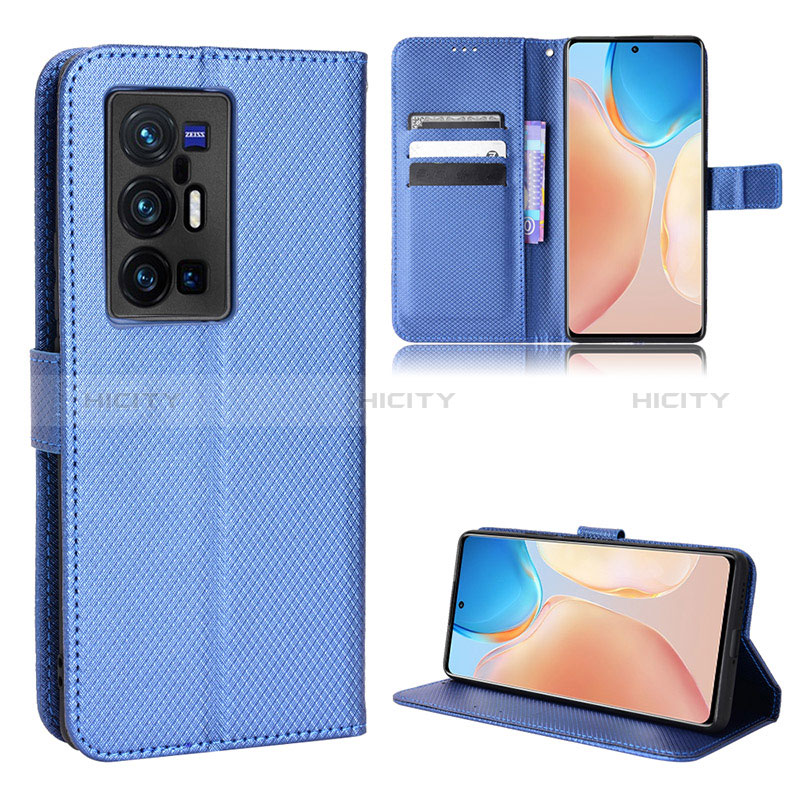 Coque Portefeuille Livre Cuir Etui Clapet BY1 pour Vivo X70 Pro+ Plus 5G Bleu Plus