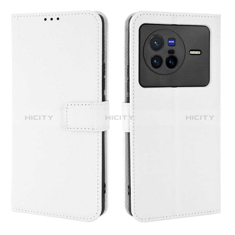 Coque Portefeuille Livre Cuir Etui Clapet BY1 pour Vivo X80 5G Blanc Plus