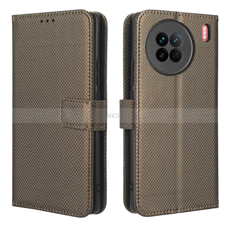 Coque Portefeuille Livre Cuir Etui Clapet BY1 pour Vivo X90 5G Marron Plus