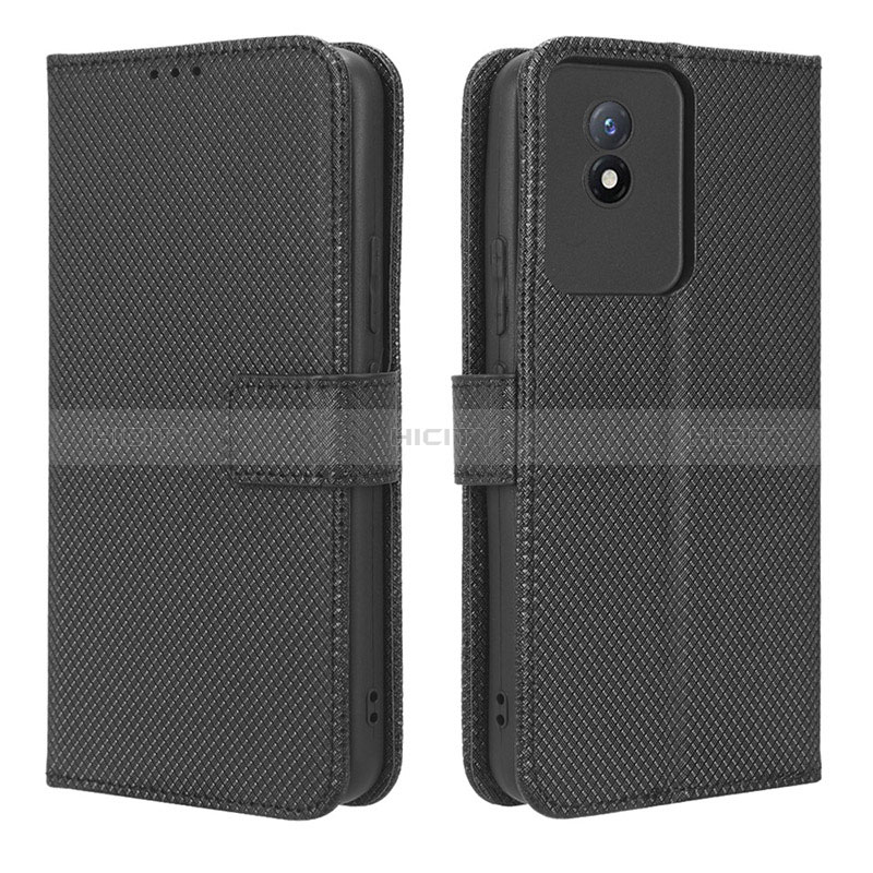 Coque Portefeuille Livre Cuir Etui Clapet BY1 pour Vivo Y02 Noir Plus