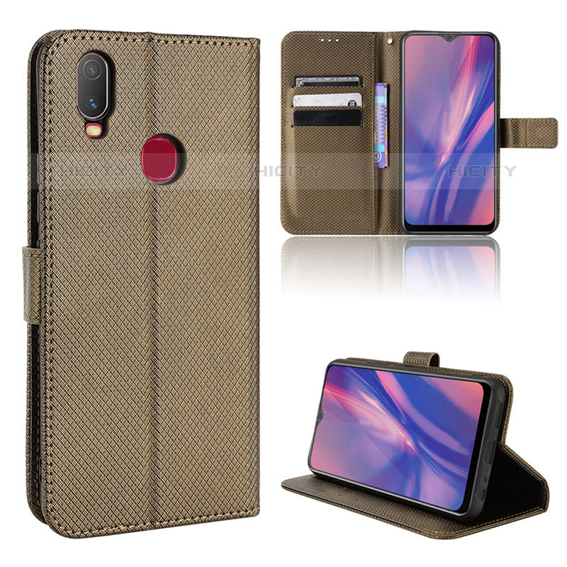 Coque Portefeuille Livre Cuir Etui Clapet BY1 pour Vivo Y12 Marron Plus