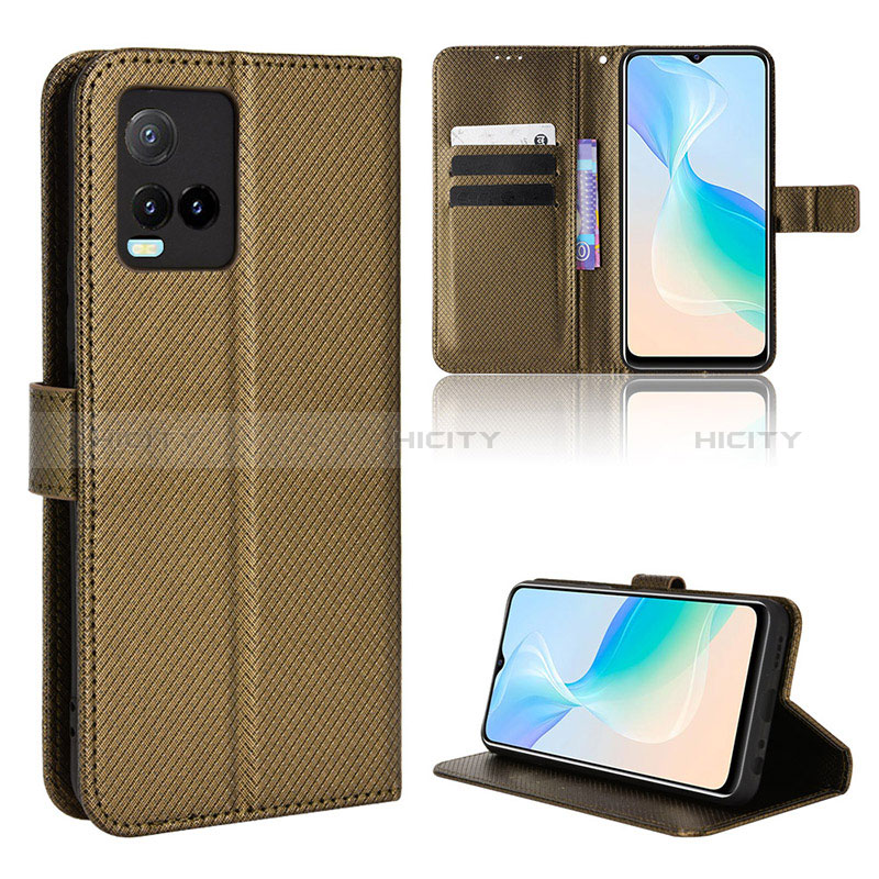 Coque Portefeuille Livre Cuir Etui Clapet BY1 pour Vivo Y21a Marron Plus