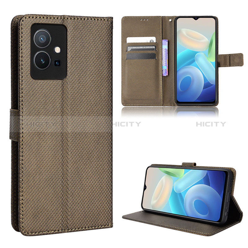 Coque Portefeuille Livre Cuir Etui Clapet BY1 pour Vivo Y30 5G Marron Plus