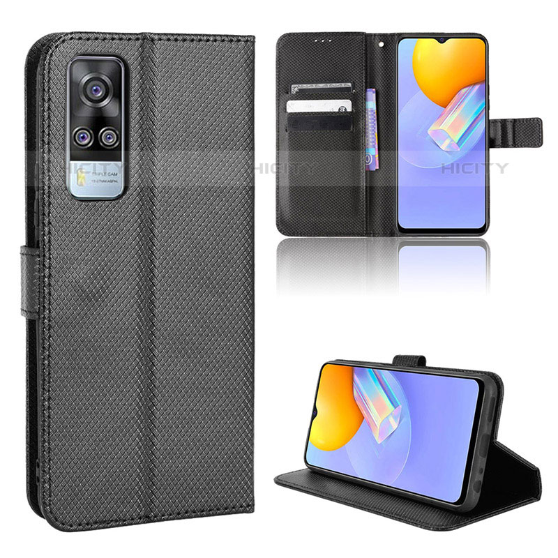 Coque Portefeuille Livre Cuir Etui Clapet BY1 pour Vivo Y51A Noir Plus