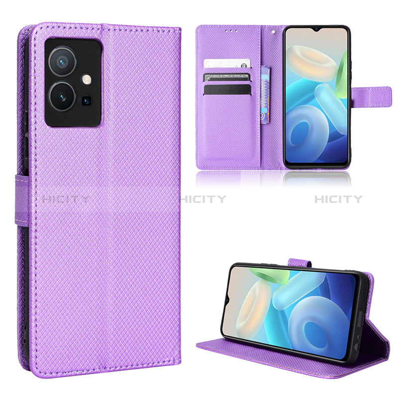 Coque Portefeuille Livre Cuir Etui Clapet BY1 pour Vivo Y52t 5G Violet Plus