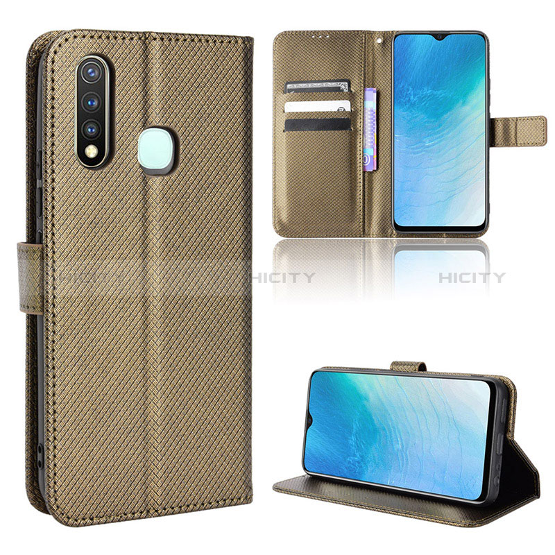 Coque Portefeuille Livre Cuir Etui Clapet BY1 pour Vivo Y5s Marron Plus