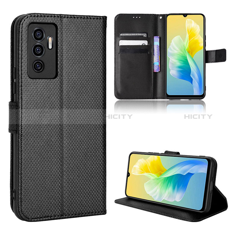 Coque Portefeuille Livre Cuir Etui Clapet BY1 pour Vivo Y75 4G Noir Plus