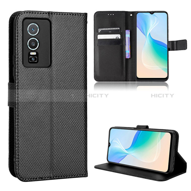 Coque Portefeuille Livre Cuir Etui Clapet BY1 pour Vivo Y76 5G Noir Plus