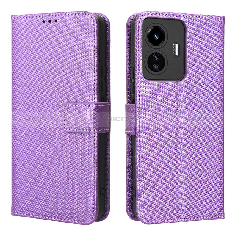 Coque Portefeuille Livre Cuir Etui Clapet BY1 pour Vivo Y77 5G Violet Plus