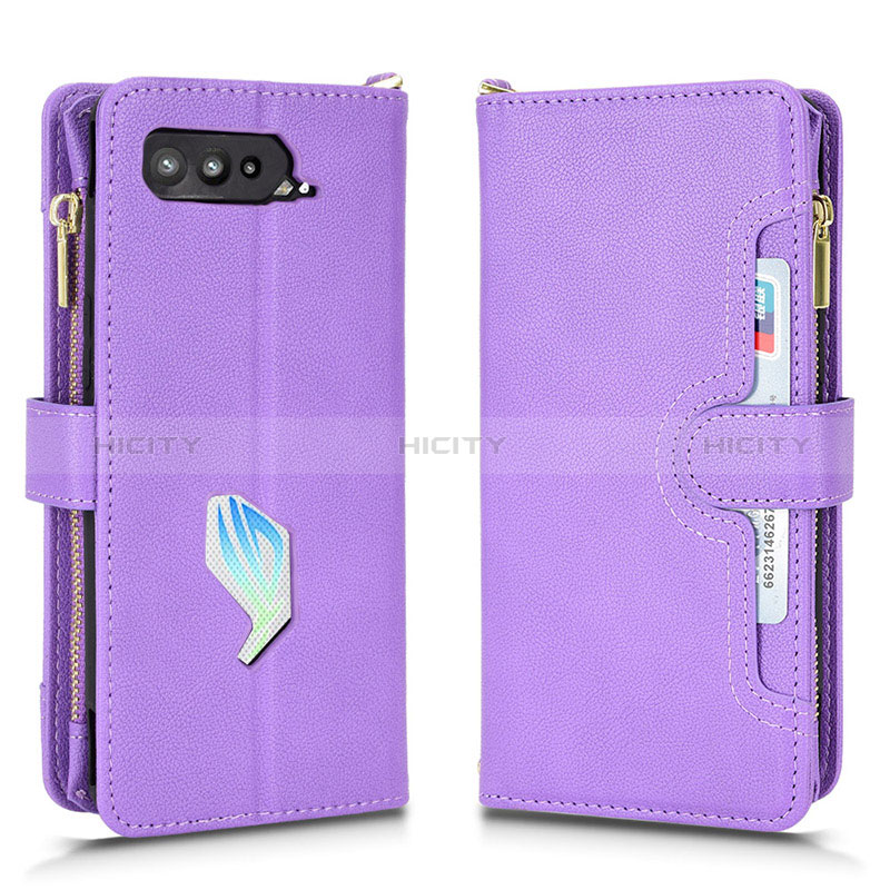 Coque Portefeuille Livre Cuir Etui Clapet BY2 pour Asus ROG Phone 5 Ultimate Violet Plus