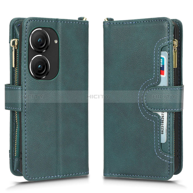 Coque Portefeuille Livre Cuir Etui Clapet BY2 pour Asus ZenFone 10 Vert Plus