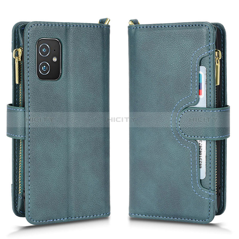 Coque Portefeuille Livre Cuir Etui Clapet BY2 pour Asus Zenfone 8 ZS590KS Vert Plus