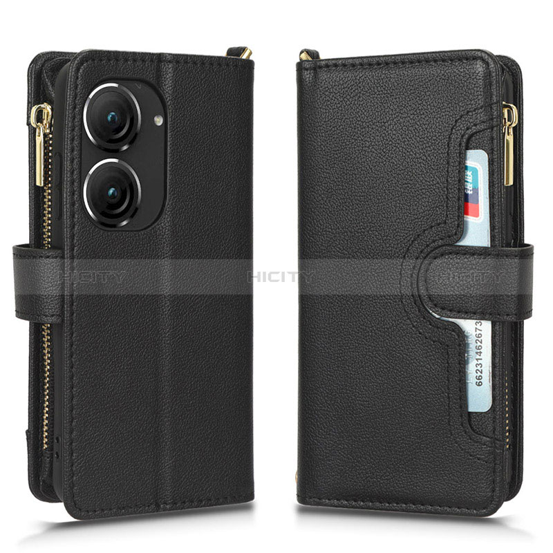 Coque Portefeuille Livre Cuir Etui Clapet BY2 pour Asus Zenfone 9 Noir Plus