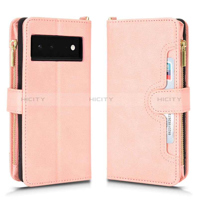 Coque Portefeuille Livre Cuir Etui Clapet BY2 pour Google Pixel 6 5G Or Rose Plus