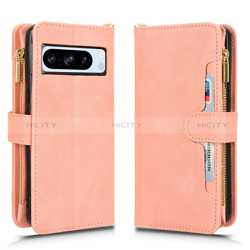 Coque Portefeuille Livre Cuir Etui Clapet BY2 pour Google Pixel 8 Pro 5G Or Rose Plus