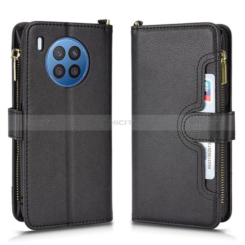 Coque Portefeuille Livre Cuir Etui Clapet BY2 pour Huawei Honor 50 Lite Noir Plus