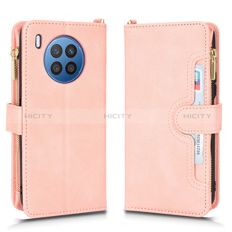 Coque Portefeuille Livre Cuir Etui Clapet BY2 pour Huawei Honor 50 Lite Or Rose Plus