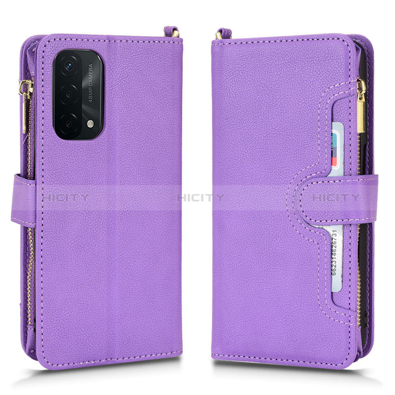 Coque Portefeuille Livre Cuir Etui Clapet BY2 pour Oppo A54 5G Violet Plus