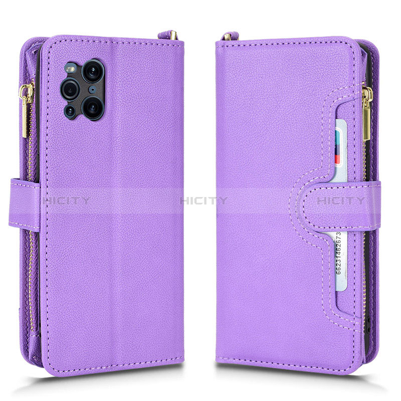 Coque Portefeuille Livre Cuir Etui Clapet BY2 pour Oppo Find X3 5G Violet Plus