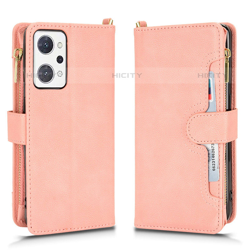 Coque Portefeuille Livre Cuir Etui Clapet BY2 pour Oppo Reno7 A Or Rose Plus