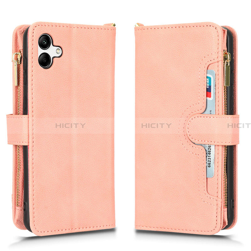 Coque Portefeuille Livre Cuir Etui Clapet BY2 pour Samsung Galaxy A04 4G Or Rose Plus