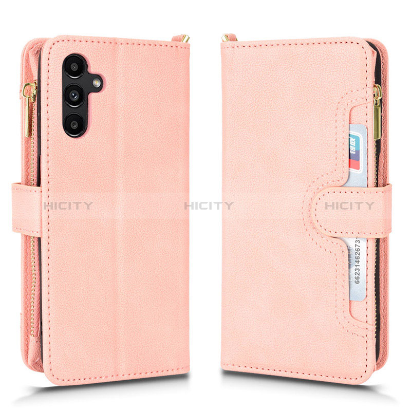 Coque Portefeuille Livre Cuir Etui Clapet BY2 pour Samsung Galaxy A04s Or Rose Plus