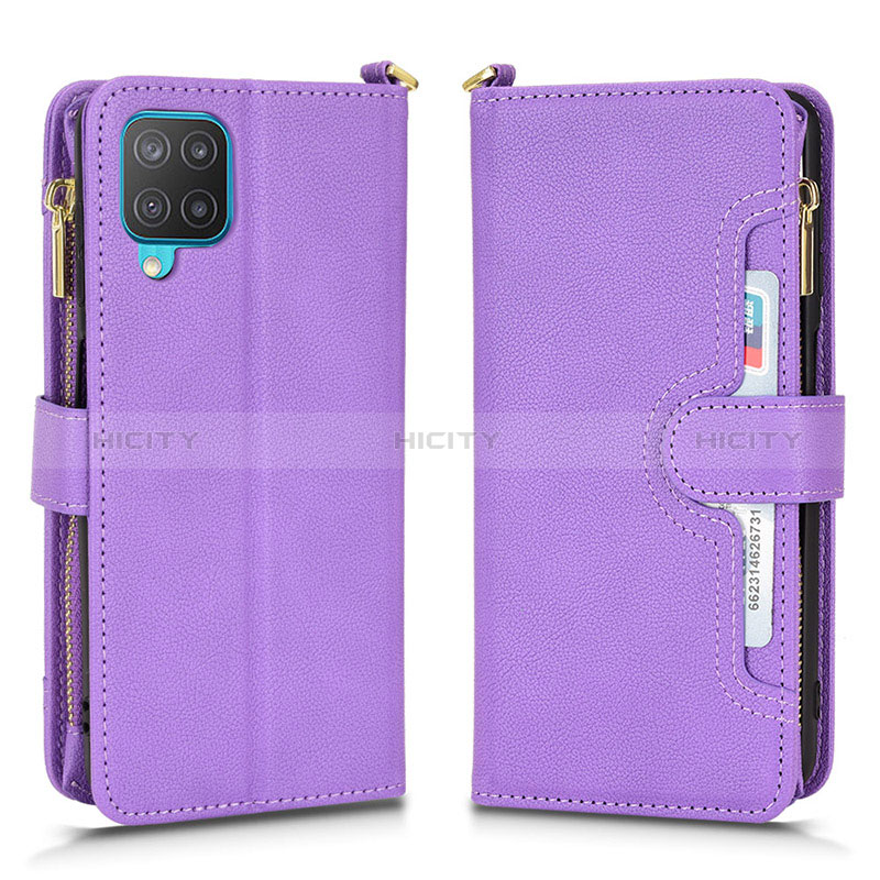 Coque Portefeuille Livre Cuir Etui Clapet BY2 pour Samsung Galaxy A12 5G Violet Plus