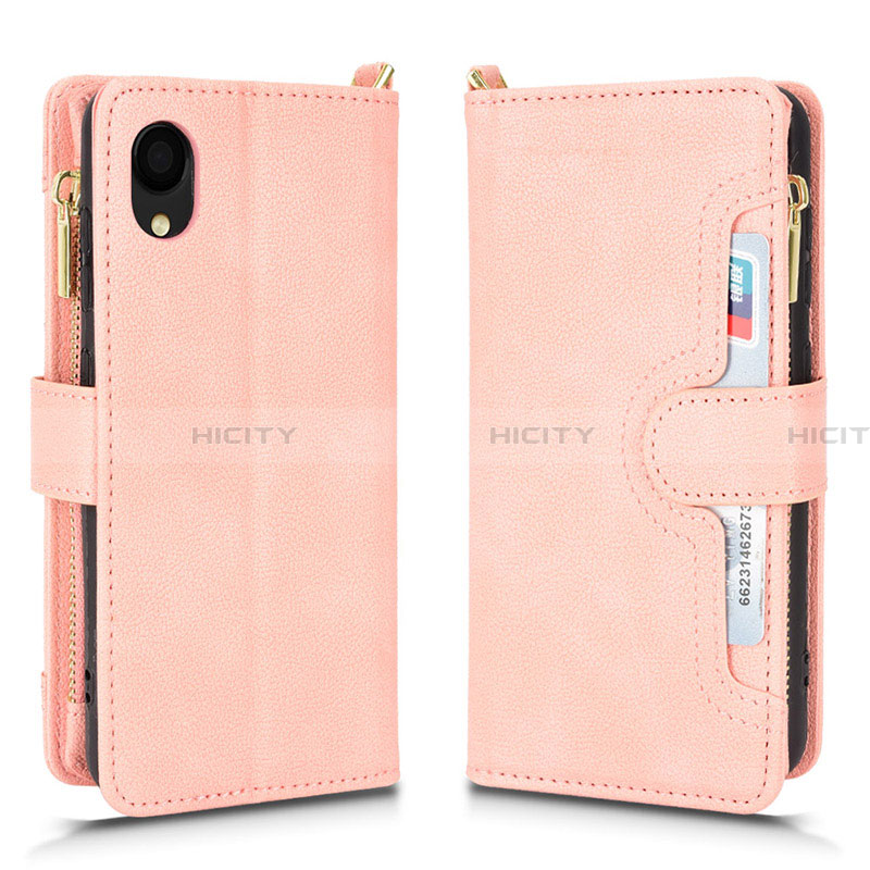 Coque Portefeuille Livre Cuir Etui Clapet BY2 pour Samsung Galaxy A22 5G SC-56B Or Rose Plus