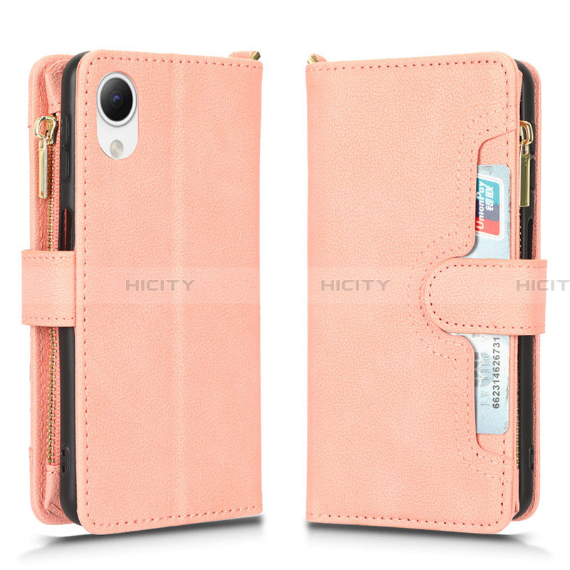 Coque Portefeuille Livre Cuir Etui Clapet BY2 pour Samsung Galaxy A23 5G SC-56C Or Rose Plus