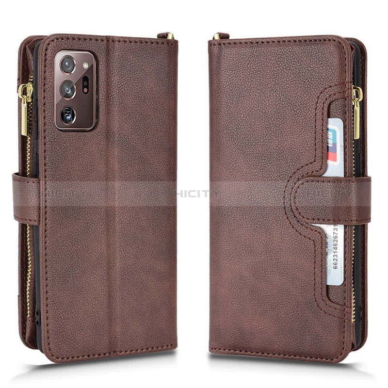 Coque Portefeuille Livre Cuir Etui Clapet BY2 pour Samsung Galaxy Note 20 Ultra 5G Marron Plus