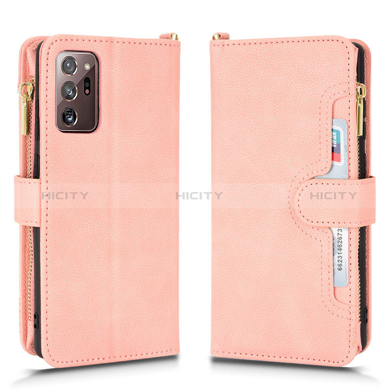 Coque Portefeuille Livre Cuir Etui Clapet BY2 pour Samsung Galaxy Note 20 Ultra 5G Or Rose Plus