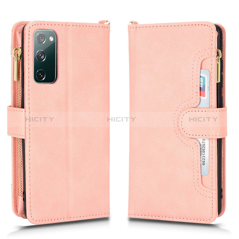 Coque Portefeuille Livre Cuir Etui Clapet BY2 pour Samsung Galaxy S20 Lite 5G Or Rose Plus