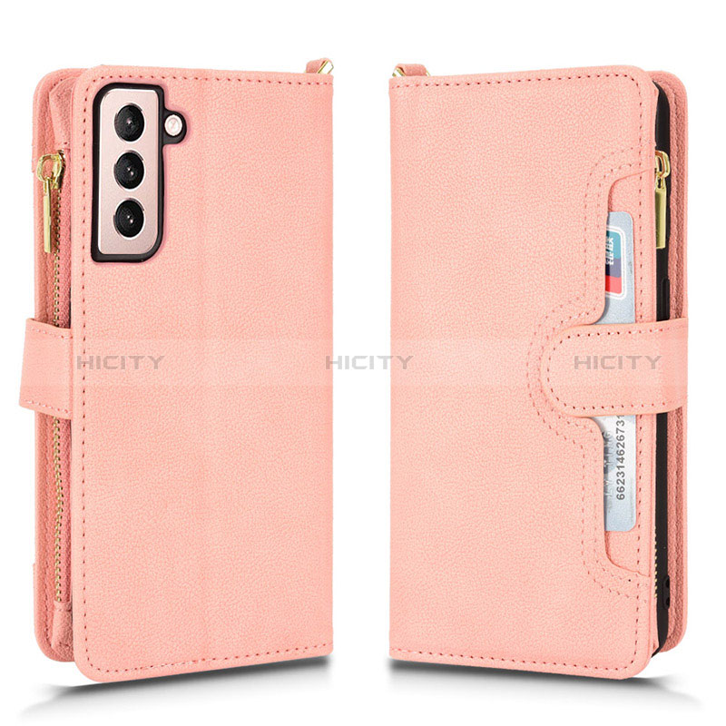 Coque Portefeuille Livre Cuir Etui Clapet BY2 pour Samsung Galaxy S22 Plus 5G Or Rose Plus