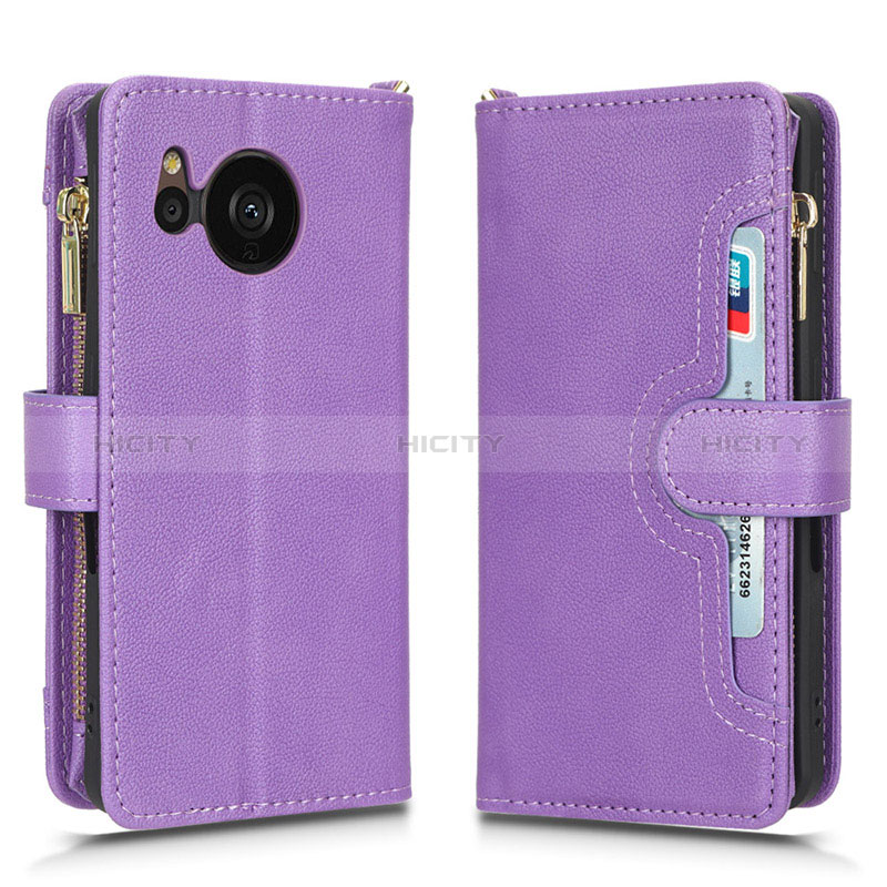 Coque Portefeuille Livre Cuir Etui Clapet BY2 pour Sharp Aquos Sense7 Plus Violet Plus