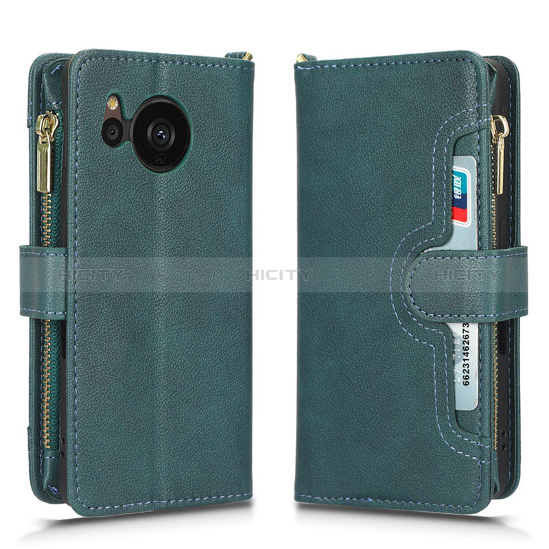 Coque Portefeuille Livre Cuir Etui Clapet BY2 pour Sharp Aquos Sense7 Vert Plus