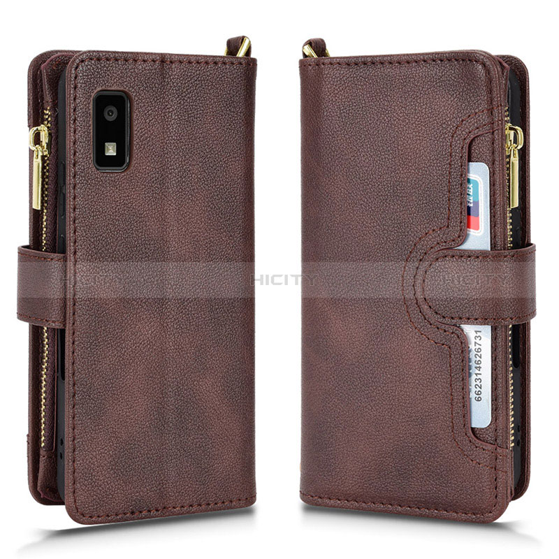 Coque Portefeuille Livre Cuir Etui Clapet BY2 pour Sharp Aquos wish Marron Plus